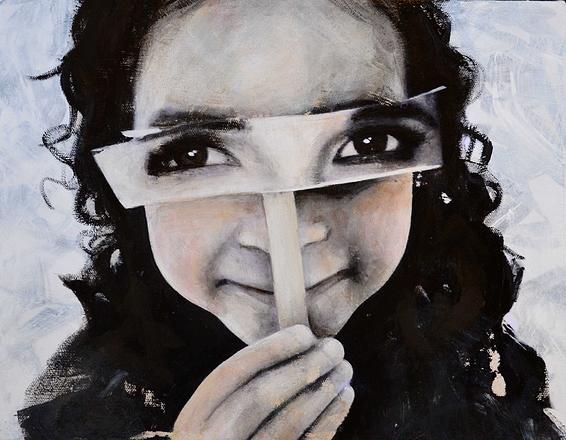 Masquerade no 1 Acrylic and Offset print on canvas