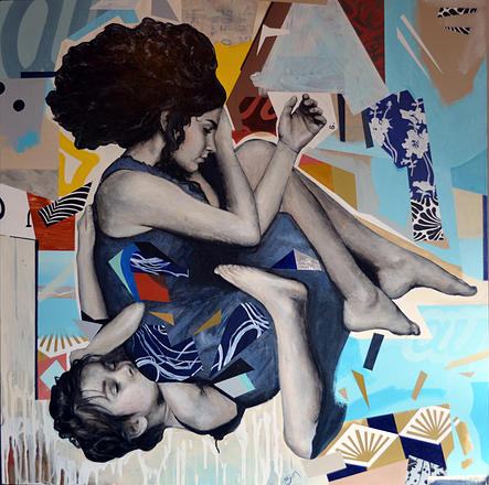 The Offset Paradox no 3, Offset print and acrylic on canvas by Emily Blom Collate Culture